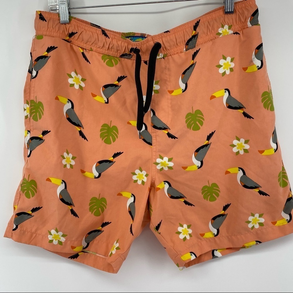 Surf Society Sz‎ Large Coral Toucan Swim Trunks